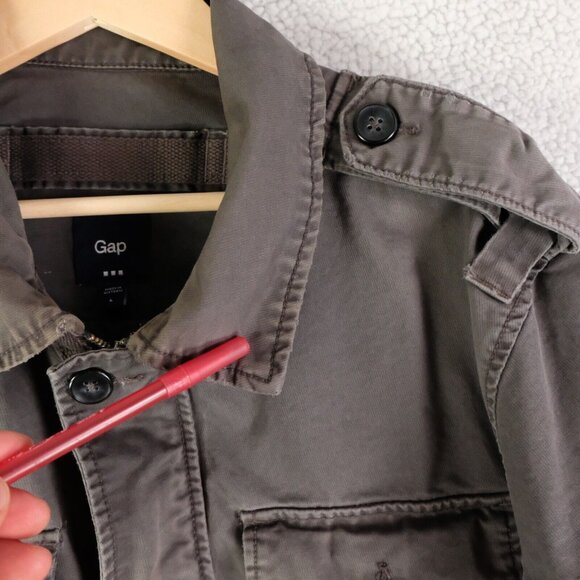 Gap Jacket Womens Large Gray Utility Army Full Zip Canvas Outdoor Retro - Picture 11 of 12